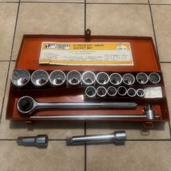 Vintage PITTSBURGH FORGE 21 Piece 3/4 Drive Socket Set  $220