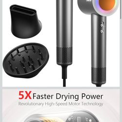 Hair Dryer, 160000 RPM Professional High-Speed Blow Dryer 2 Billion Negative Ionic Care Hair Dryer (Black Gray) ( please follow my page all brand new 