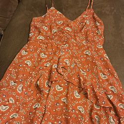 Trixxi Rust Spaghetti Strap Sun Dress Sz: L