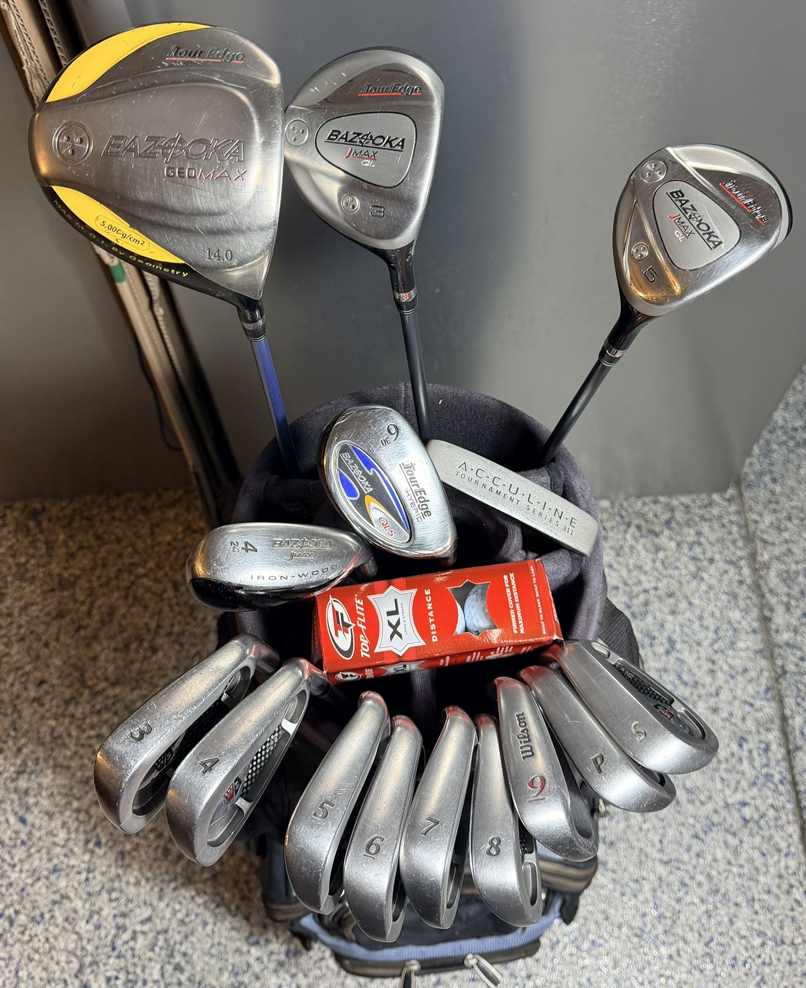 Mens RIGHT Handed Wilson Staff /Tour Edge 15 pc Golf Club set with PING Frontier golf bag