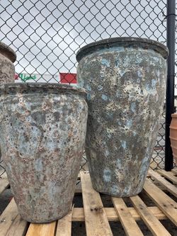 Handcrafted ceramic planters, antique design,27 inches and 20 inches high