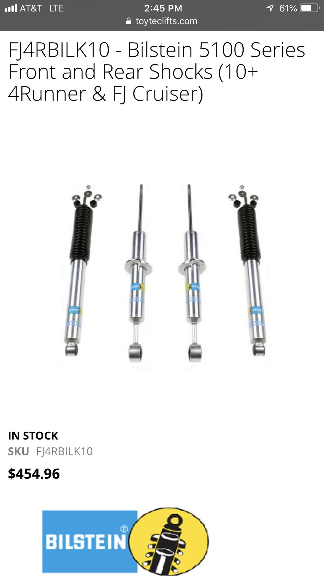 Toyota 4Runner 5th Gen - Bilstein Shocks Leveling & Lift