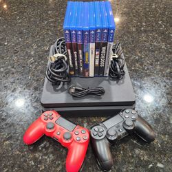 Ps4 Slim Series1TB Console Model CUH-2115B with 2 controllers/8 games/ Hdmi/Power Cord/Charge cable!