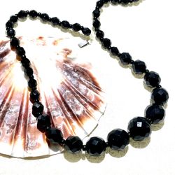 Vintage Black Crystal Necklace 