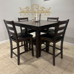 Brand New TAHOE Brown 5-PK COUNTER HEIGHT TABLE SET Dimensions: 42"L x 42"W X 36"H
