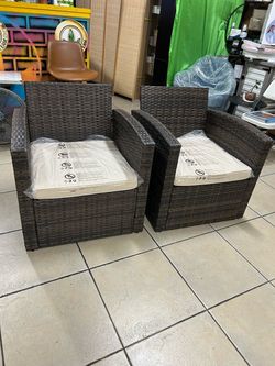 Wicker Style Patio Chairs Set of 2