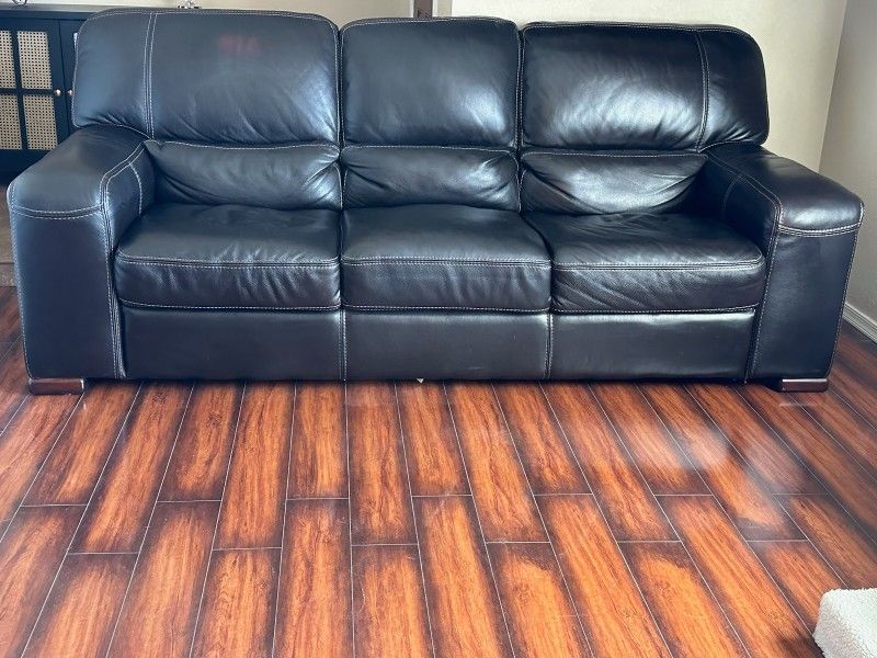 Grandin BlackBerry Leather 89" Sofa