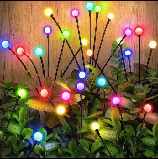 NEW solar 10 Bulb Colorful Garden Stake