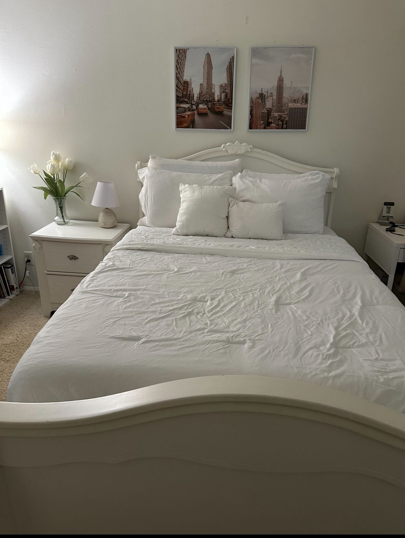 Girl's white bedroom set.