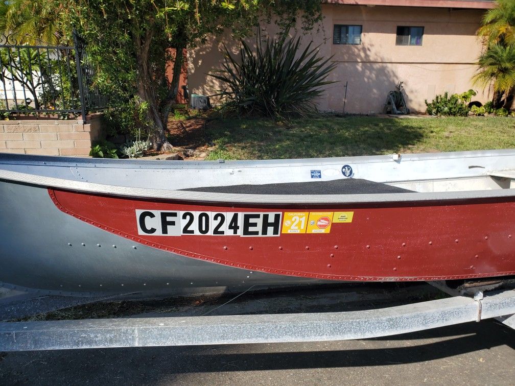 14' Aluminum Boat W/ Deck, Foot Trolling, Trailer *NO MOTOR* for Sale