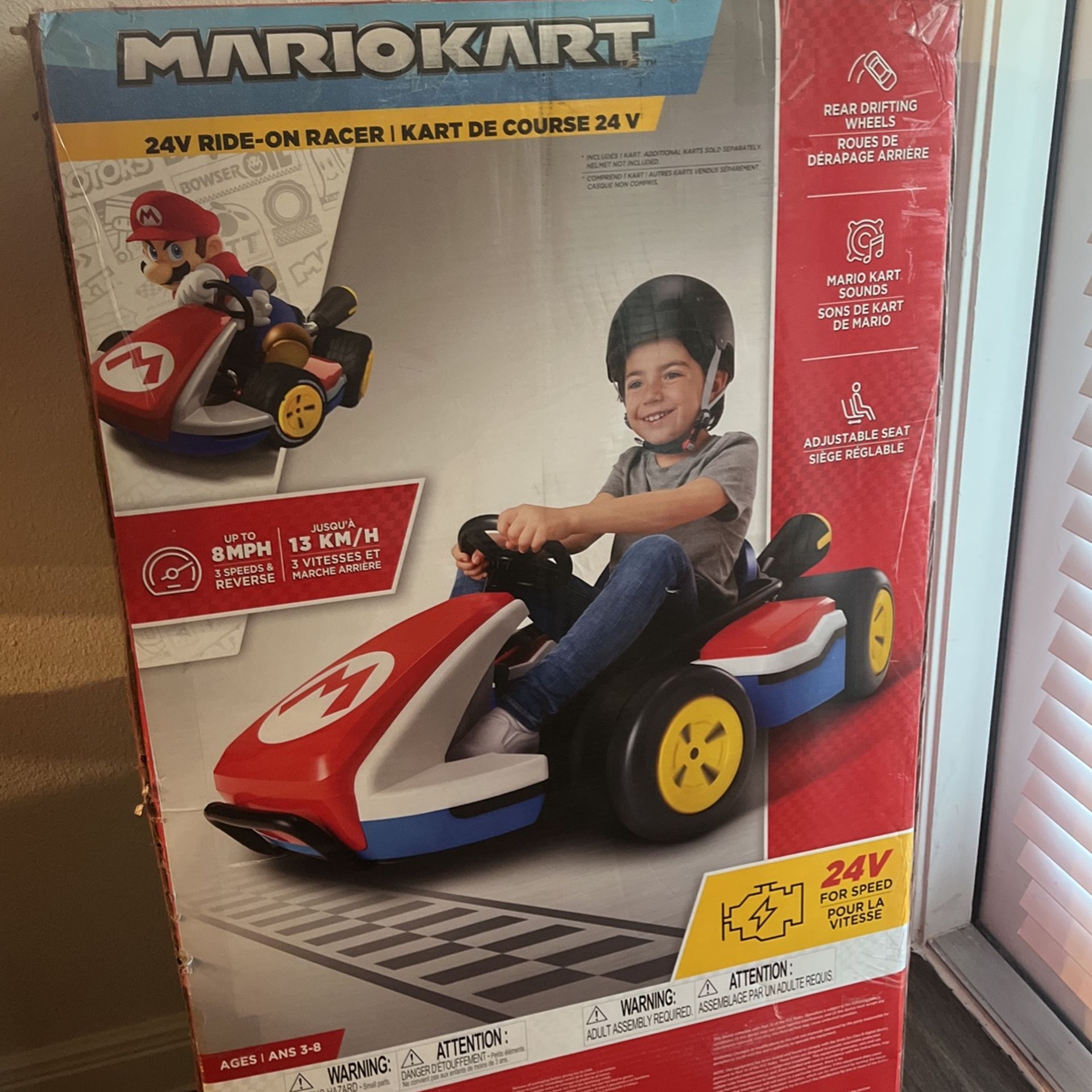 Nintendo Super Mario Kart 24V Battery Operated 3-Speed Drifting Ride-on, 8  mph, for a Child Ages 3-8 