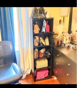 Tall Black 6-Shelf Handbag Storage Organizer