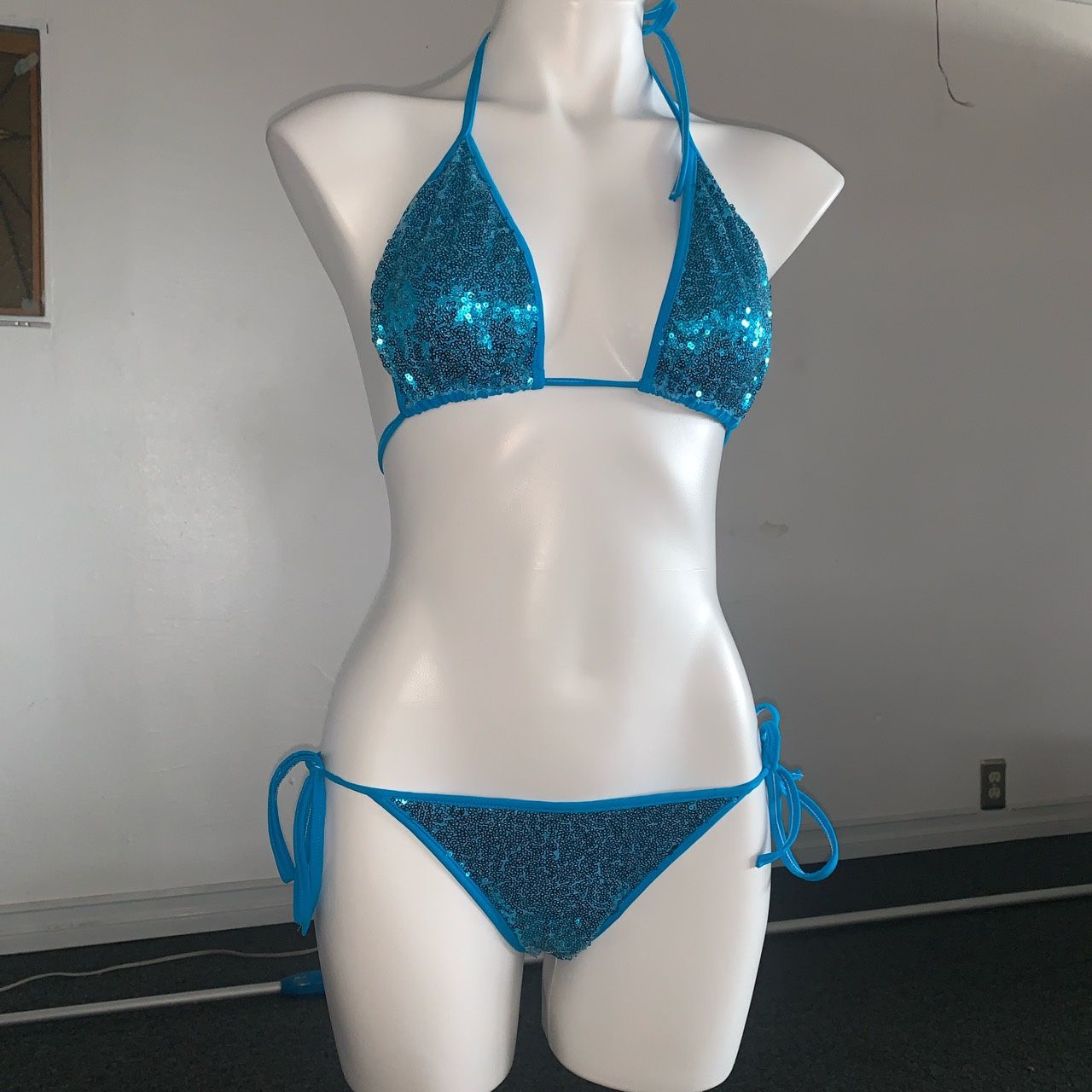 Turquoise bikini sequences swimwear most sizes fit all