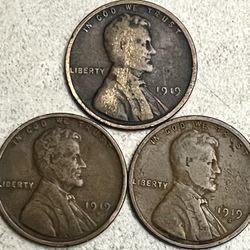 1919-P, D, S Lincoln Wheat Cents