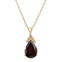 18kt Gold Garnet Diamond Pendant Necklace