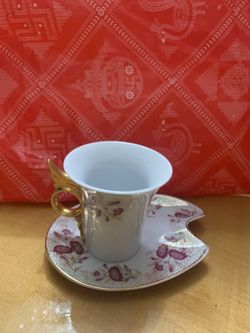6 Piece Turkish Coffee Set with Gold Trim
