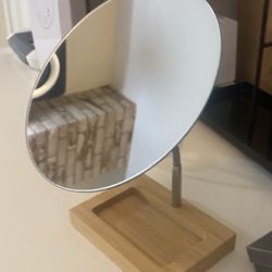 Modern Vanity Mirror w/ Bamboo Base 
