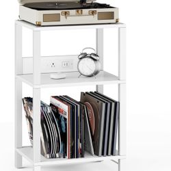 TUTOTAK Record Player Stand with Storage Up to 100 Albums