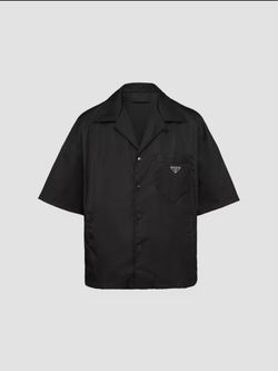 Prada Black Nylon Short-Sleeve Button-Up Shirt