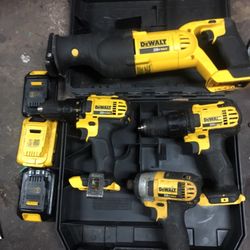 Dewalt Tools Set Sawzall Inpact Drills Batteries