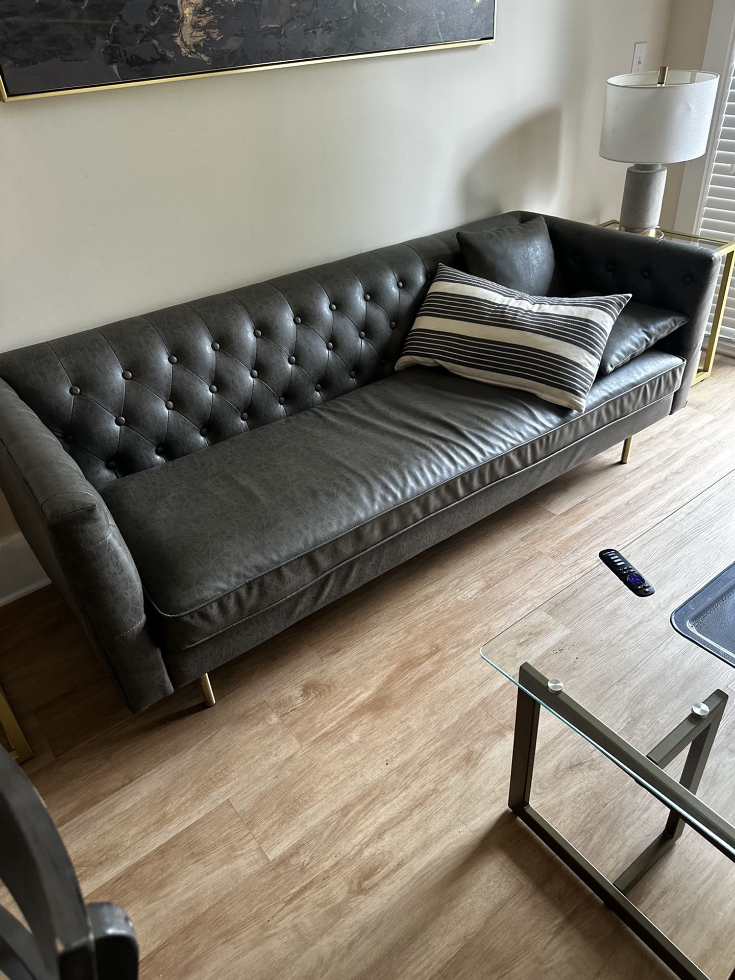 Executive Black Leather Couch