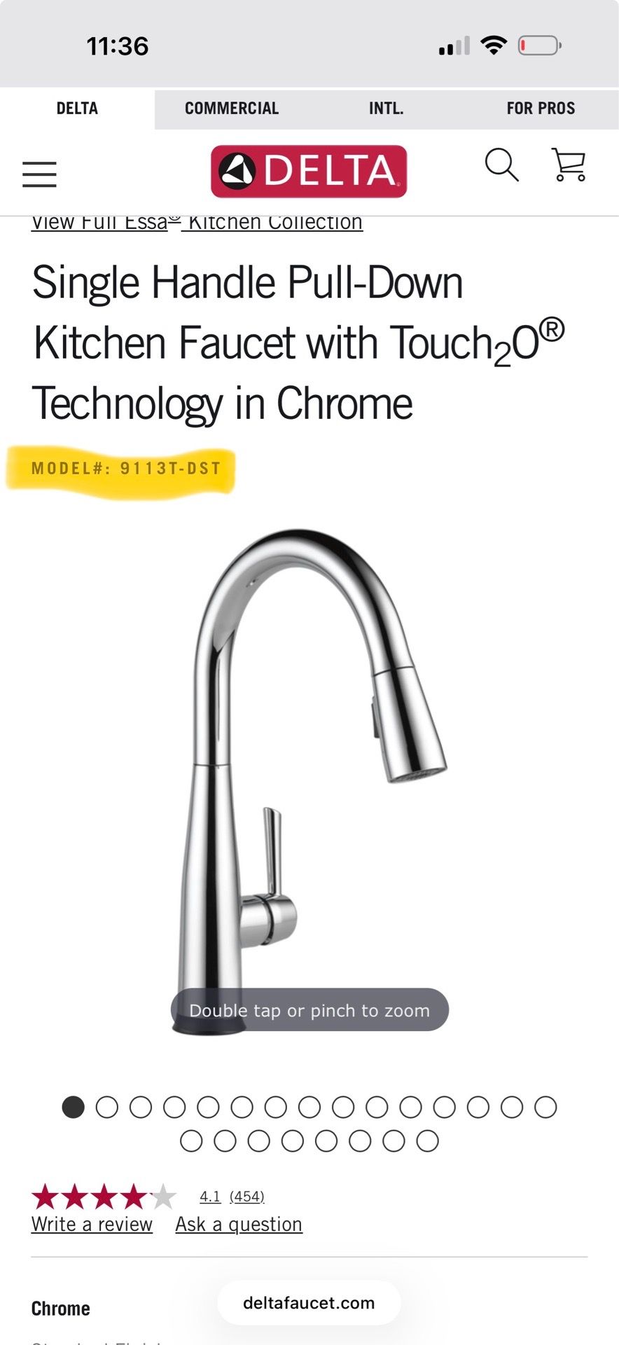 Delta Single Handle Pull-Down Kitchen Faucet with Touch20® Technology in Chrome