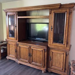 Large Wooden Entertainment Center With TV Space 