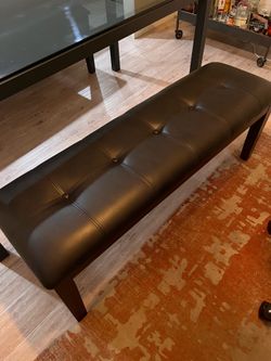 Set of two Sleek Black Leather Benches