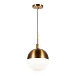 Orb 1-Light Large Globe Brass and Frosted Glass Pendant:$30