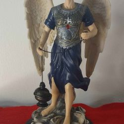 ARCHANGEL SEAlTIEL STATUE-  Ebros Byzantine Colorur with Brass Name Plate 12"Hight.