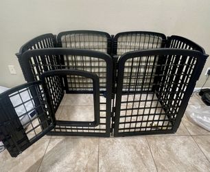 8-Panel Octagonal Plastic Pet Pen Fence Enclosure With Gate - 64 x 64 x 34 Inches, Black