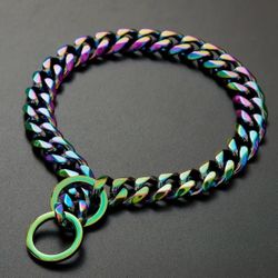 custom engraved multicolor dog collar personalized tags necklace pets, stainless steel cuban dog collar 10 inch
