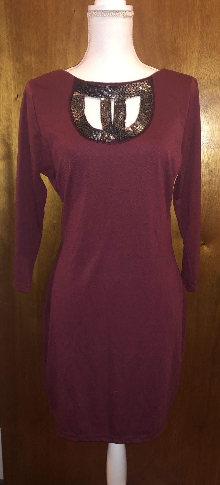 Burgundy Sequins Dress