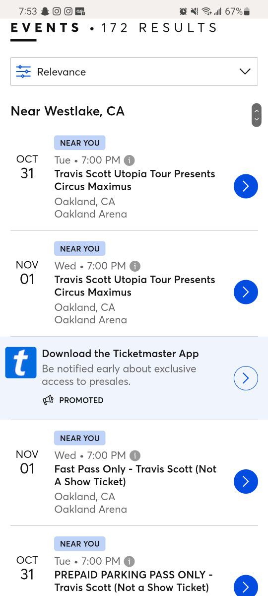 2 Travis Scott Tickets 10/31 Oakland