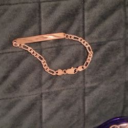 14kt Gold Figaro Bracelet W/ Diamond Cut Strap