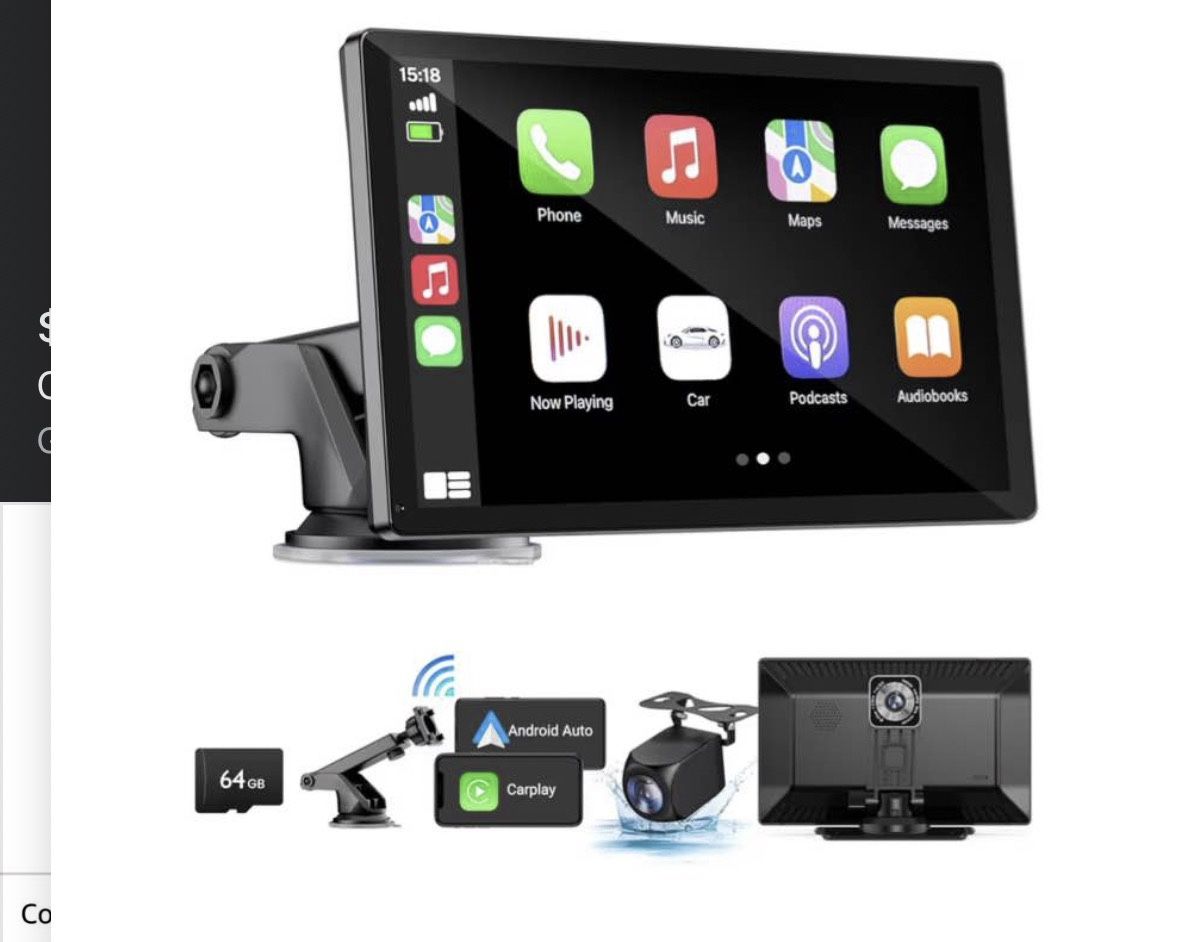 Carplay Android / Apple Auto Display w/ Dash Cam Rear Cam 64GB