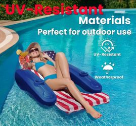 Floating Chaise Pool Lounger USA Patriotic Padded Large for Adults Headrest, Backrest, Footrest & Cupholder (American Flag)

Brand New in box 🎁
