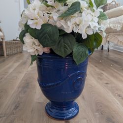 Blue Vase with White Flowers