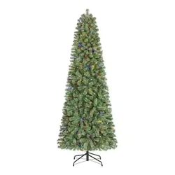 6.5 ft. Pre-Lit LED Festive Pine Slim Artificial Christmas Tree