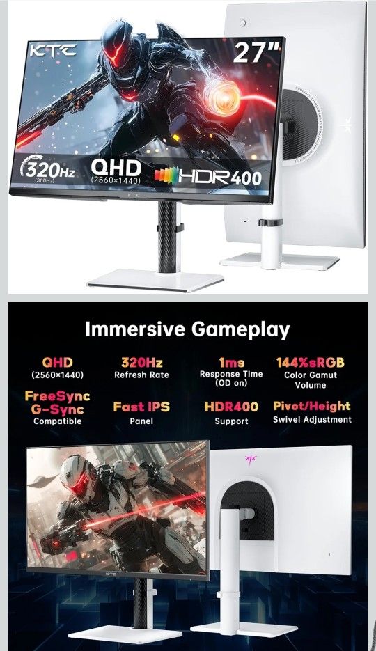 KTC H27E6 27" 2560X1440 320Hz IPS Gaming Monitor