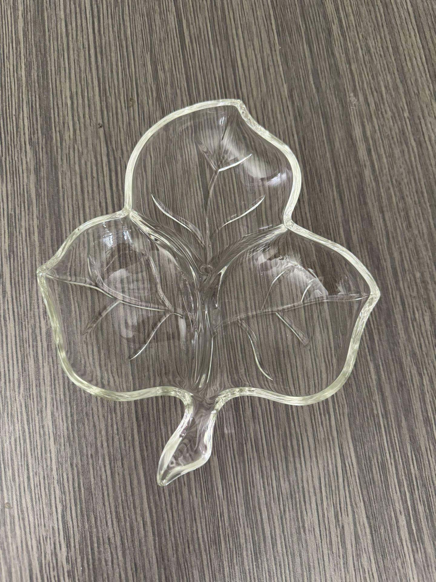 Vintage Glass Maple Leaf Divided Serving Dish - Elegant Candy Plate