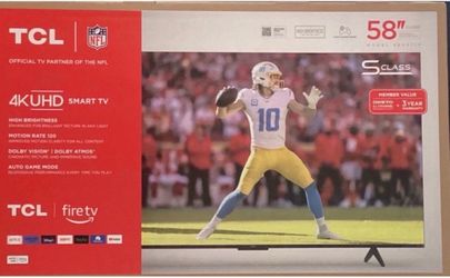 58 TCL Smart 4K HGTV $55 down on Financing free delivery six month warranty