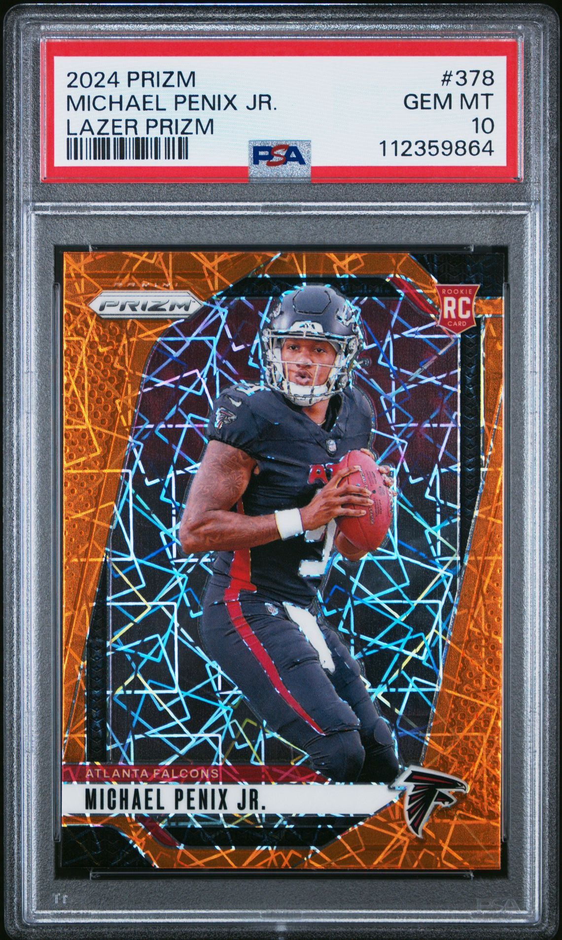 2024 Prizm Michael Penix Jr Orange Lazer #378 PSA 10 Atlanta Falcons