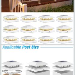 Jofios 4x4 Solar Post Cap Light 12pack,Solar Fence - Post Lights Outdoor Waterproof for Wooden/Vinyl Post,White Deck Post Cap Light Solar Powered with