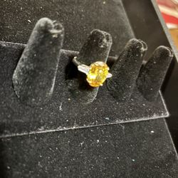 Moissanite Yellow Gem Ring 