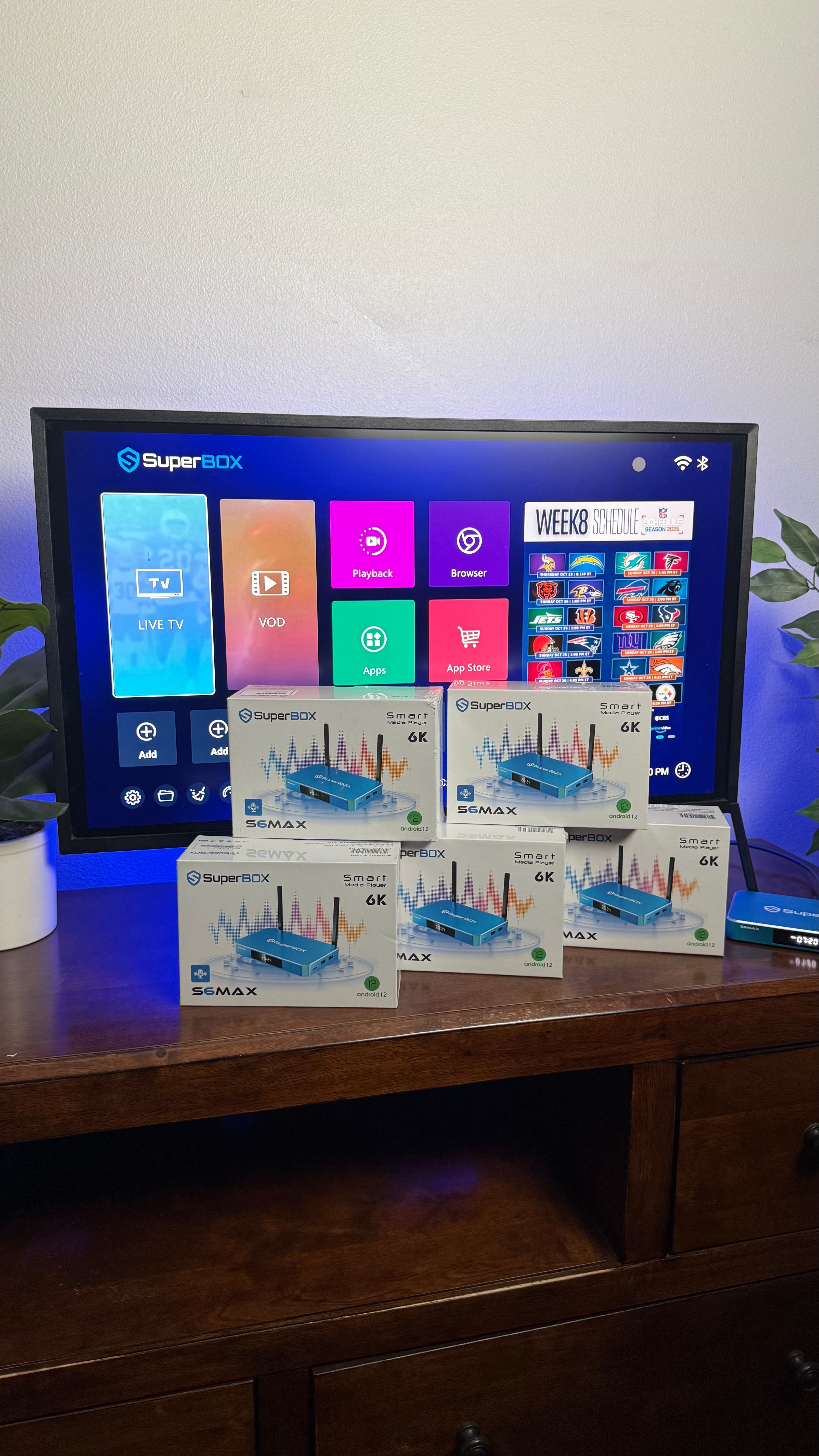 SuperBox S6 Max 6K Android Smart TV Box | Sports Movies TV | Voice Remote | No Monthly Fees