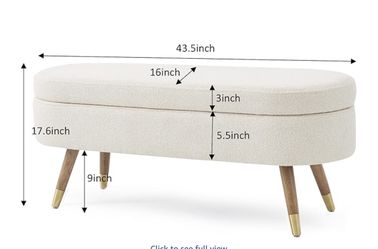 IAFIKE Oval Storage Bench 43.5" Ottoman Bench Upholstered