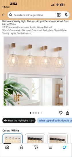 4-Light Farmhouse Vanity Light Fixture White