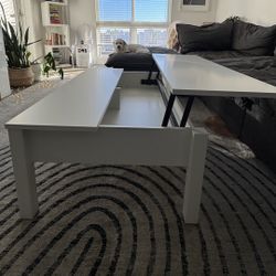 White Coffee Table With Desk Pull Out 