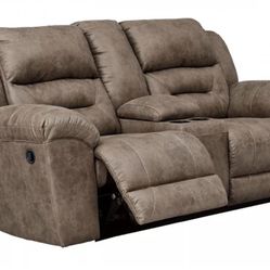 Brand New Ashley Reclining Love seat With Cupholders And Console